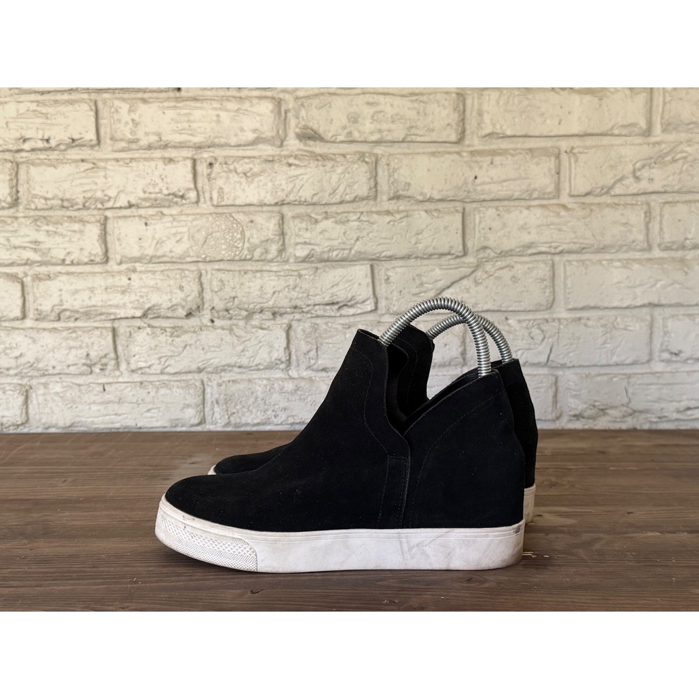 Steve‎ Madden Wedge Sneakers Black Suede Ankle Booties Casual Shoes Size 9M